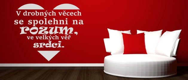 Samolepka na stenu s cittom - o srdci a rozumu, polep na stnu a nbytek