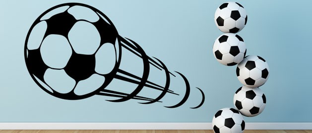 Nlepka na stenu futbalov lopta v letu, polep na stnu a nbytek
