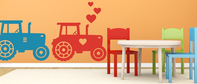 traktor so srdiečkami pre dievčatá