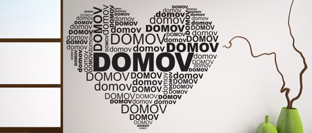 srdce s textom domov