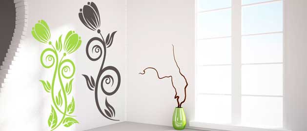 arabesky a kvet na stenu