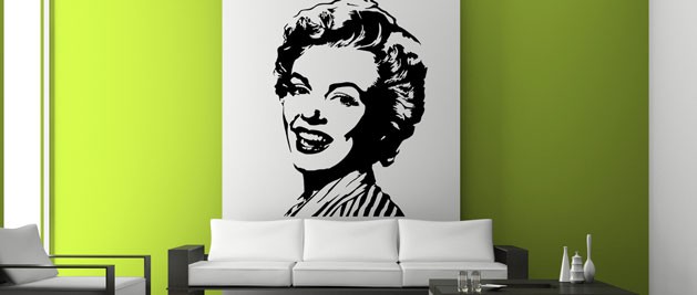 Nlepky na stenu hlava Marilyn, polep na stnu a nbytek