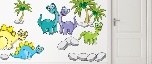 Dinosauria rodinka - sada farebných samolepiek na stenu, polep na stěnu a nábytek