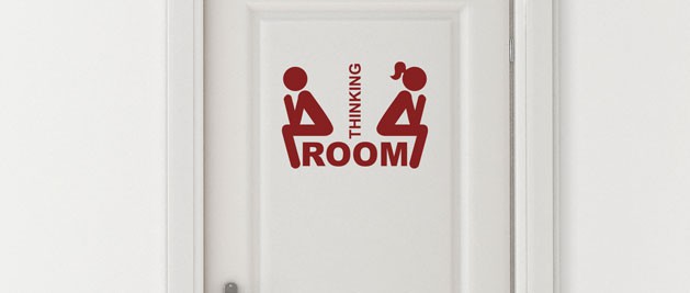 Nlepka na stenu a dvere thinking room, polep na stnu a nbytek