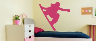 Nálepka na stenu snowboardistka, polep na stěnu a nábytek