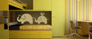 Nálepka na stenu dva sloni a vtáčik, polep na stěnu a nábytek