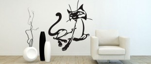Samolepka na stenu veľká abstraktná mačka, polep na stěnu a nábytek