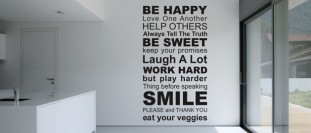 Samolepka na stenu s citátom - Be happy, polep na stěnu a nábytek