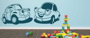 Samolepka na stenu autíčko s úsmevom, polep na stěnu a nábytek