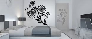 Samolepka na stenu púčik s kvetinami, polep na stěnu a nábytek