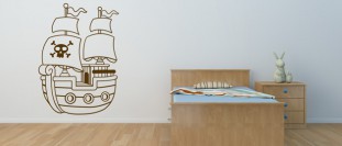 Nálepka na stenu detská pirátska loď, polep na stěnu a nábytek