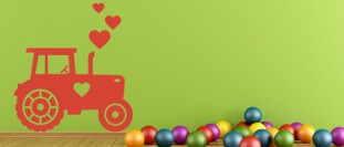 Nlepka na stenu traktor so srdiekami pre dievat, polep na stnu a nbytek