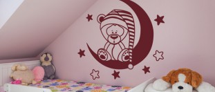 Samolepka na stenu medvedík na mesiaci, polep na stěnu a nábytek