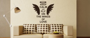 Samolepka na stenu s textom - Keep Calm and fly, polep na stnu a nbytek