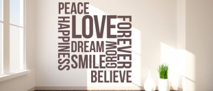 Samolepka na stenu s textom - love forever, polep na stěnu a nábytek