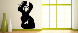 Samolepka na stenu žena so slúchadlami, polep na stěnu a nábytek