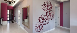 Polep na stenu tri kvety ibišteka, polep na stěnu a nábytek