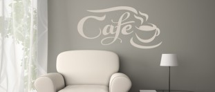 Nálepka na stenu nápis cafe, polep na stěnu a nábytek