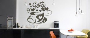 Samolepka na stenu coffee design, polep na stnu a nbytek