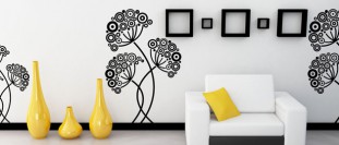 Samolepka na stenu tri abstraktné rastlinky, polep na stěnu a nábytek