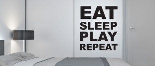 Samolepka na stenu s textom - Eat sleep, polep na stěnu a nábytek