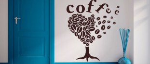 Samolepka na stenu strom s npisom coffee, polep na stnu a nbytek