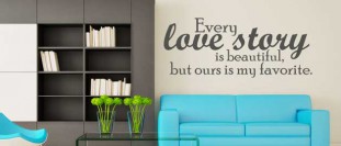 Nálepka na stenu s textom - Every love story, polep na stěnu a nábytek