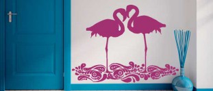 Samolepka na stenu pelikáni v ornamentoch, polep na stěnu a nábytek