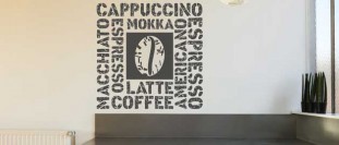 Samolepka na stenu coffee latte espresso, polep na stěnu a nábytek