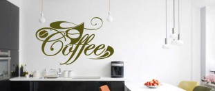 Nálepka na stenu nápis coffee, polep na stěnu a nábytek