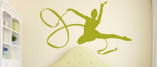 Samolepka na stenu gymnastka a stuha, polep na stěnu a nábytek