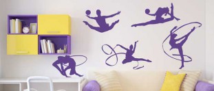 Samolepka na stenu moderné gymnastky, polep na stěnu a nábytek