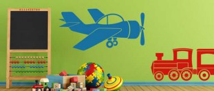 Nálepka na stenu lietadlo s vrtuľou, polep na stěnu a nábytek
