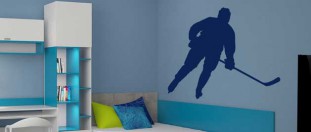 Nlepka na stenu hokejista s hokejkou, polep na stnu a nbytek