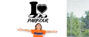 Nlepka na stenu i love parkour, polep na stnu a nbytek