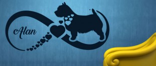 Samolepka na stenu psia láska - norwich teriér, polep na stěnu a nábytek