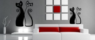 Nálepka na stenu tulící mačky, polep na stěnu a nábytek