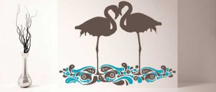 Nálepka na stenu pelikáni dve farby, polep na stěnu a nábytek