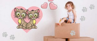 Zamilovan maiky - sada farebnch samolepiek na stenu, polep na stnu a nbytek
