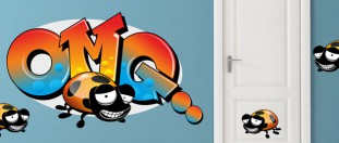 OMG graffiti - farebn samolepka na stenu, polep na stnu a nbytek