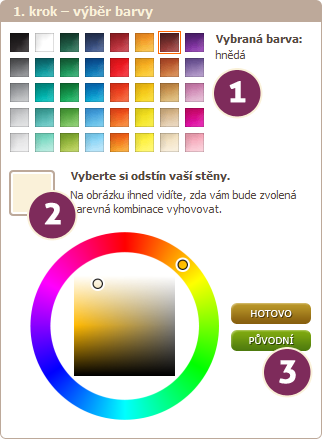 Výber farieb a simulácie farby steny [OBR]